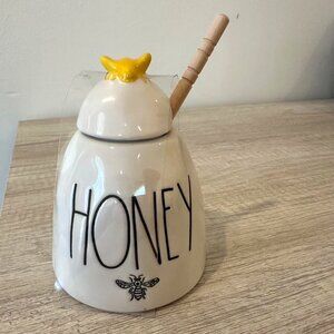 Rae Dunn Bumble Bee Honey Pot Jar Lid Dipper Decor Farmhouse Kitchen Yellow Bee